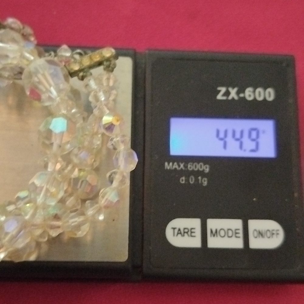 Vtg LOT of 2 AB Rock Crystal Double strand Chokers - Picture 7 of 13
